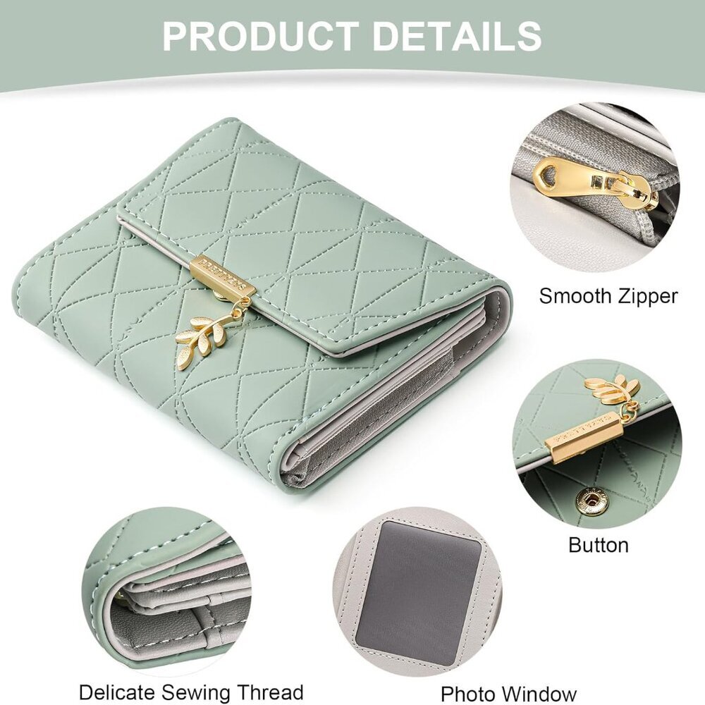 Sage Quilted Card Holder RIFD - Picture 4 of 6